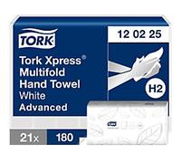 Tork Xpress Advanced Paper Hand Towels H2 M-fold White 2 Ply 120225 180 Sheets Pack of 21