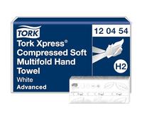 Tork Xpress Compressed Soft Multifold Hand Towels White H2, Advanced, 2-ply, M-fold, Large, 12 x 200 Sheets, 120454