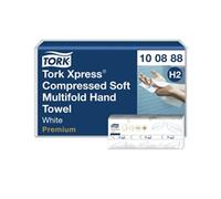 Tork Xpress Compressed Soft Multifold Hand Towels White H2, Premium, 2-ply, M-fold, Large, 12 x 170 Sheets, 100888