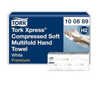 Tork Xpress komprimierte weiche Multifold-Papierhandtücher Weiß H2, Premium, 2-lagig, Z-Falz, saugfähig, 12 x 225 Tücher, 100889