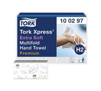 Tork Premium Hand Towels H2 M-fold White 2 Ply 100297 21 Packs of 100 Sheets