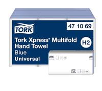 Tork Xpress® Multifold Hand Towels Blue H2, Universal, 1-ply, 100% Recycled Fibres, 12 x 250 Sheets, 471069