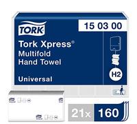 Tork Xpress Multifold Paper Hand Towels 150300 - H2 Universal Folded Hand Towels for Dispenser - Large, Economic, 2-Ply, White - 21 x 160 Sheets