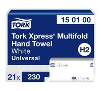 Tork Xpress Multifold Paper Hand Towels 150100 - H2 Universal Folded Hand Towels for Commercial Dispensers - Economic, 1-Ply, White - 21 x 230 Sheets