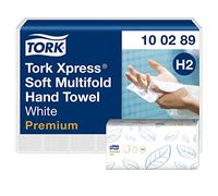 Tork Xpress Soft Multifold Hand Towels 100289 - H2 Premium Paper Hand Towels with High-Absorbency - Large, 2-Ply, White - 21 x 150 Sheets