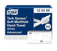 Tork Xpress Soft Multifold Hand Towels White H2, Advanced, 2-ply, Z-fold, Absorbent, 21 x 180 Sheets, 120398