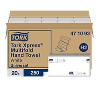 Tork Xpress Universal Paper Hand Towels H2 White 1 Ply 471093 250 Sheets Pack of 20