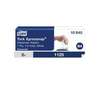 Tork Xpressnap 1-Ply Napkins 4 Fold White (1125 Pack)