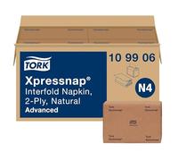 Tork Xpressnap Natural Dispenser Napkin N4, 2-ply, 1/2 Fold, One-at-a-Time Dispensing, 12 x 500, 8.5" x 6.5", 109906
