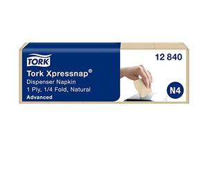 Tork Xpressnap® Natural Dispenser Napkin N4, Advanced, 1/4 Fold, 1-ply, 21 cm x 33 cm, 1125 napkins, 12840
