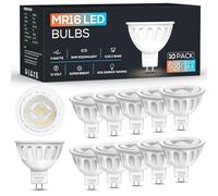 Torkase 10 Pack MR16 LED Light Bulbs, 12-Volt, 40-Degree Spot Light with GU5.3 Base, 5-Watt (50-Watt Equivalent), 500 Lumen, 2700K Warm White, LED Recessed Track Spotlight Bulbs, Non-Dimmable