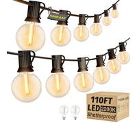 Torkase 110FT Outdoor String Lights Mains Powered, Shatterproof & IP65 Waterproof Festoon Garden Lights with 52 G40 Globe LED Filament Bulbs for Outside Backyard Gazebo Pergola Wedding Cafe