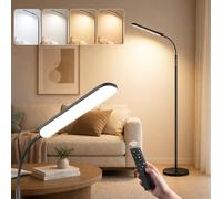 Torkase LED Floor Lamp for Living Room, 18W 1800LM Dimmable Standing Lamp with Remote & Touch, 1-Min Assembly Eye Caring Reading Lamp Floor Standing, 2700K-6500K Modern Tall Black Lamp for Bedroom