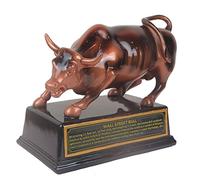 Resin Official Licensed Bronze Wall Street Bull Stock Market NYC Figurine Statue with Base (Small 3.5in)