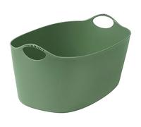 TORKIS Flexible Laundry Basket 35L - Collapsible Plastic Hamper Bin for Indoor/Outdoor Use, Green - Portable Clothes Storage Tote with Handles