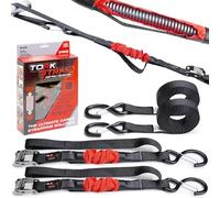 TorkStrap Model 500 (2-Pack) Spring Loaded Cargo Strap -Just Pull! Medium Duty, 500lbs Safe Work Load, 1500lbs MBS