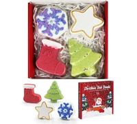 Torlaist Christmas Bath Bomb Gift Box, 4 Handcrafted Bath Balls, Aromatic Spa, Moisturizing Dry Skin, Multiple Christmas Holiday Designs Suitable for Festival or Birthday Gift