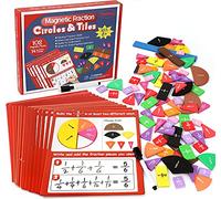 Torlam Magnetic Fraction Tiles & Fraction Circles Activity Set - Math Manipulatives for Elementary School - Fraction Magnets & Resources - Fraction Strips & Bars