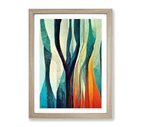 Torn Abstract Forest Framed Wall Art Print A2 Oak