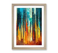 Torn Abstract Forest Framed Wall Art Print A2 Oak