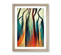 Torn Abstract Forest Framed Wall Art Print A2 Oak