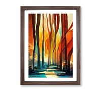 Torn Abstract Forest Framed Wall Art Print A2 Walnut