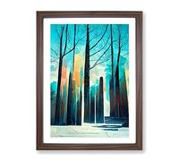Torn Abstract Forest Framed Wall Art Print A2 Walnut