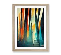Torn Abstract Forest No.1 Framed Print | A4 Oak Framed Wall Art | Ready to Hang | Abstract Landscape Picture | Living Room Bedroom Lounge Office