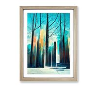 Torn Abstract Forest No.5 Framed Print | A3 Oak Framed Wall Art | Ready to Hang | Abstract Landscape Picture | Living Room Bedroom Lounge Office
