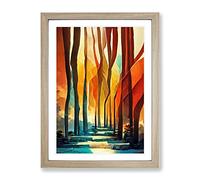 Torn Abstract Forest No.6 Framed Print | A3 Oak Framed Wall Art | Ready to Hang | Abstract Landscape Picture | Living Room Bedroom Lounge Office
