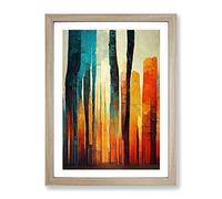 Torn Abstract Forest No.7 Framed Print | A3 Oak Framed Wall Art | Ready to Hang | Abstract Landscape Picture | Living Room Bedroom Lounge Office