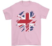 Torn British Flag Union Jack Britain Mens T-Shirt 100% Cotton Light Pink S