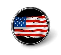Torn Broken America Flag Round Metal Badge Lapel Pin,Stylish Patriotic Pattern Button Brooch Decorative Badges for Men Women