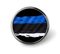 Torn Broken Estonians Flag Round Metal Badge Lapel Pin,Stylish Patriotic Pattern Button Brooch Decorative Badges for Men Women