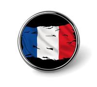 Torn Broken France French Flag Round Metal Badge Lapel Pin,Stylish Patriotic Pattern Button Brooch Decorative Badges for Men Women
