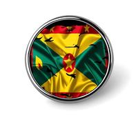 Torn Broken Grenadians Flag Round Metal Badge Lapel Pin,Stylish Patriotic Pattern Button Brooch Decorative Badges for Men Women