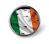 Torn Broken Ireland Irish Flag Round Metal Badge Lapel Pin,Stylish Patriotic Pattern Button Brooch Decorative Badges for Men Women
