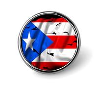 Torn Broken Porto Rico Flag Round Metal Badge Lapel Pin,Stylish Patriotic Pattern Button Brooch Decorative Badges for Men Women