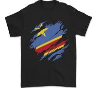 Torn DR Congo Flag Congolese Day Football Mens T-Shirt 100% Cotton Black L