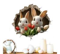 Torn Easter Bunny Sticker | Cute Funny Ripped Effect and Broken Wall Decal | Easter Toilet Seat Decorative Sticker | For Spring Garden Party Home