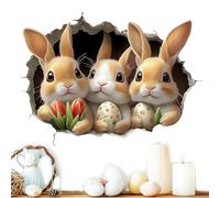 Torn Easter Rabbit Toilet Sticker - Cute and Fun Broken Wall Decor - Easter Wall Stickers for Indoor Bedroom Apartment Dorm Garden Party