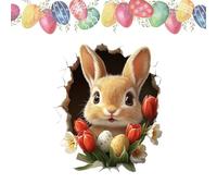 Torn Easter Rabbit Toilet Sticker - Cute and Funny Ripped Effect and Broken Wall Decal Easter Wall Stickers for Spring Garden Daily Indoor Party Home Room