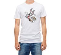 Torn Effect Bugs Bunny, Cock a Snook at Bugs Bunny Funny Short Sleeve Men T Shirt K646 (L) White