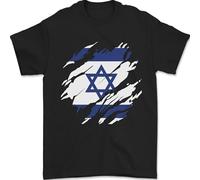 Torn Israel Flag Israeli Day Football Mens T-Shirt 100% Cotton Black 2XL