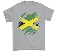 Torn Jamaican Flag Jamaica Day Football Mens T-Shirt 100% Cotton Sports Grey L