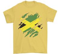 Torn Jamaican Flag Jamaica Day Football Mens T-Shirt 100% Cotton Yellow L