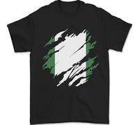 Torn Nigeria Flag Nigerian Day Football Mens T-Shirt 100% Cotton Black XL