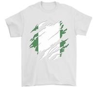 Torn Nigeria Flag Nigerian Day Football Mens T-Shirt 100% Cotton White XL