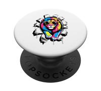 Torn Paper Effect Lion Sunglasses Lions PopSockets Adhesive PopGrip