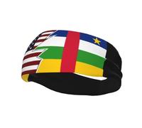 Torn Style American and The Central African Republic Flags Headbands Men Women Non Slip Wicking Sports Sweatband for Gym Basketball Yoga Hairbands